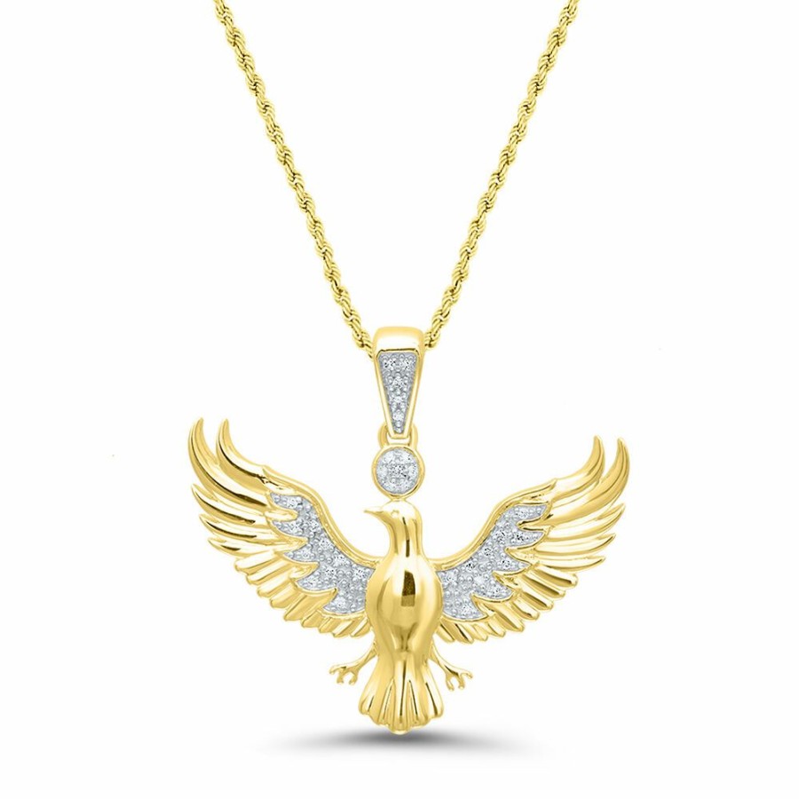 Accessories * | Limit Offer Eagle Pendant With Diamonds In 10K Yellow Gold (1/10 Ct. Tw.)