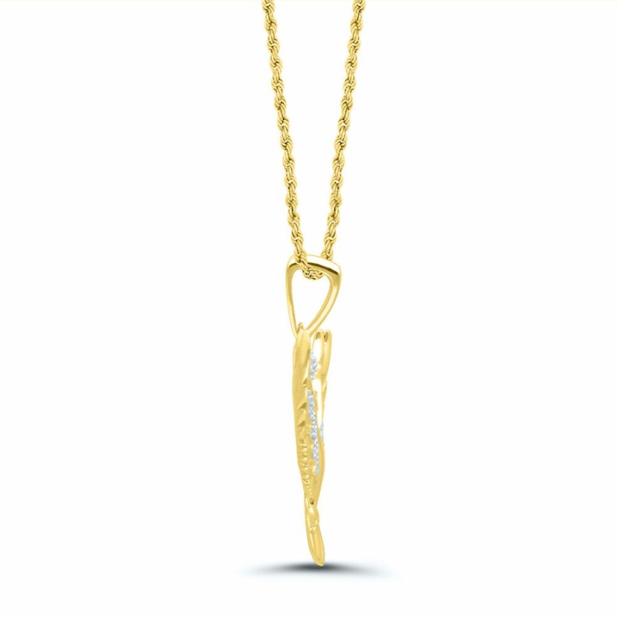 Accessories * | Limit Offer Eagle Pendant With Diamonds In 10K Yellow Gold (1/10 Ct. Tw.)