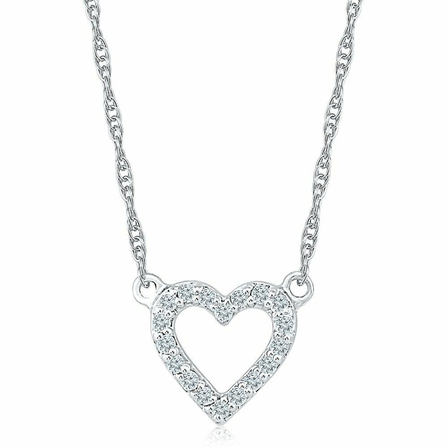 Necklace * | Sales Online 1/10 Ct. Tw. Diamond Heart Necklace In 10K White Gold