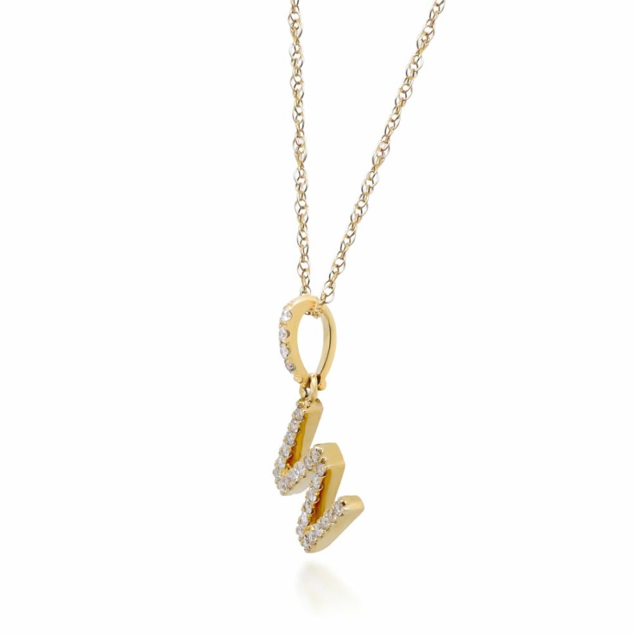 Pendants * | On Sale Diamond W Initial Pendant In 10K Yellow Gold (1/10 Ct. Tw.)