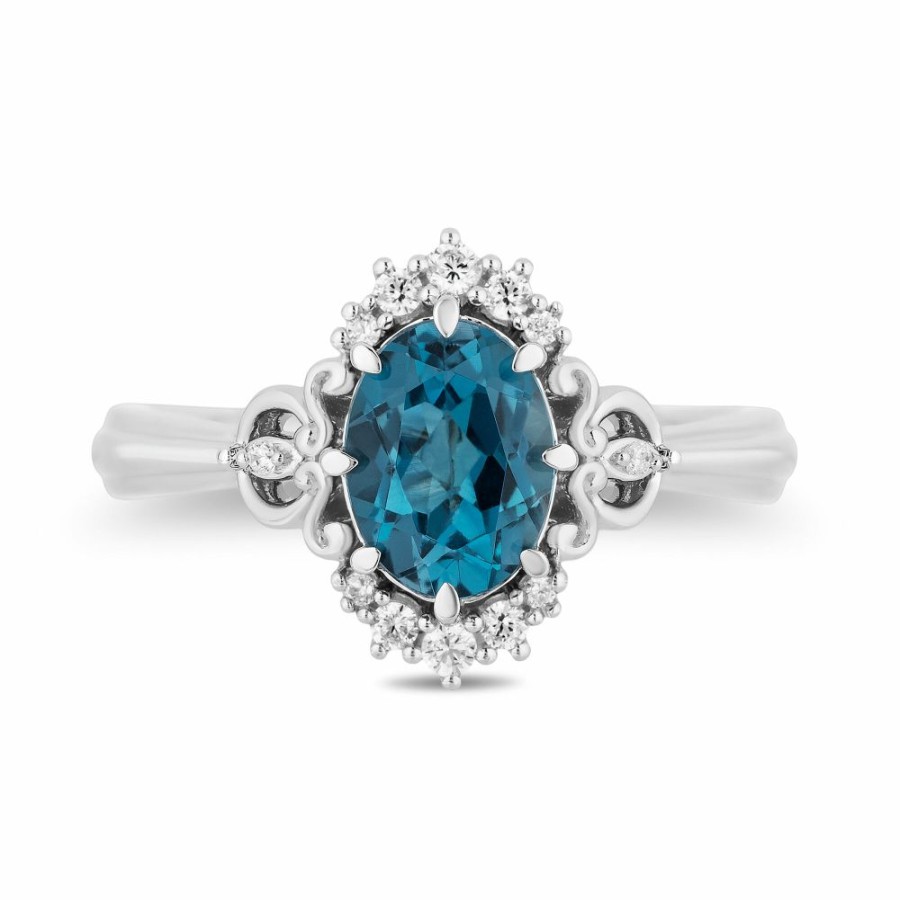 Rings * | Super Specials Cinderella Diamond And London Blue Topaz Ring In Sterling Silver (1/8 Ct. Tw.)