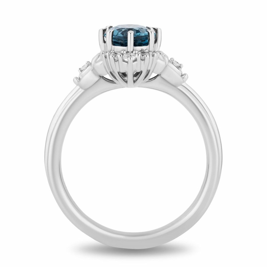 Rings * | Super Specials Cinderella Diamond And London Blue Topaz Ring In Sterling Silver (1/8 Ct. Tw.)