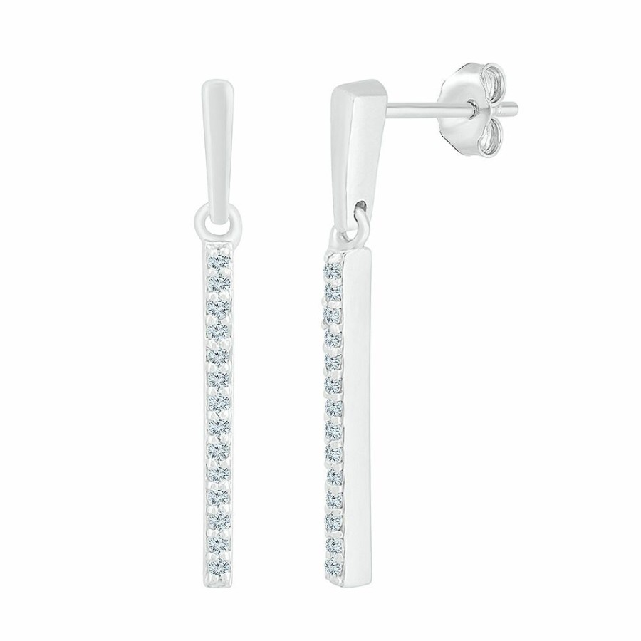 Earrings * | Sales Online 1/8 Ct. Tw. Diamond Stick Earrings In 10K White Gold