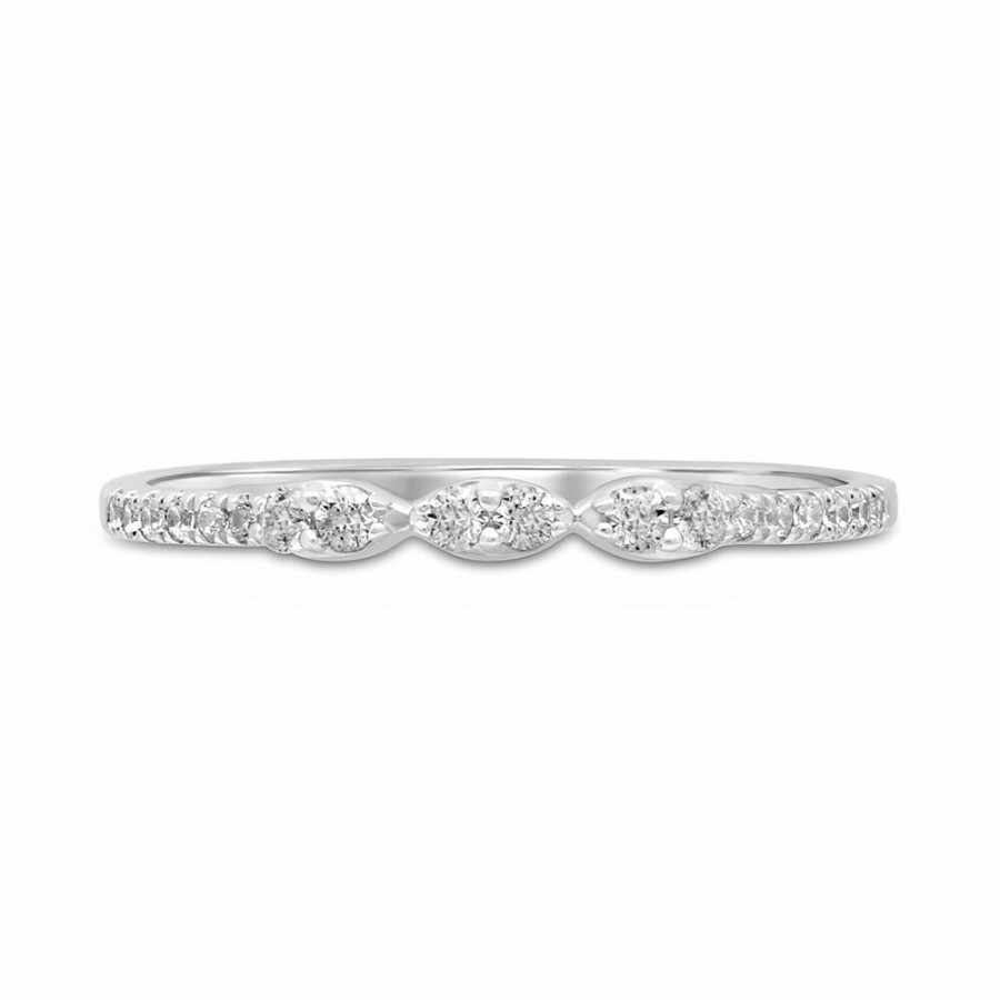 Rings * | Clearance Diamond Stacking Ring With Marquise Shapes In 10K White Gold (1/7 Ct. Tw.)