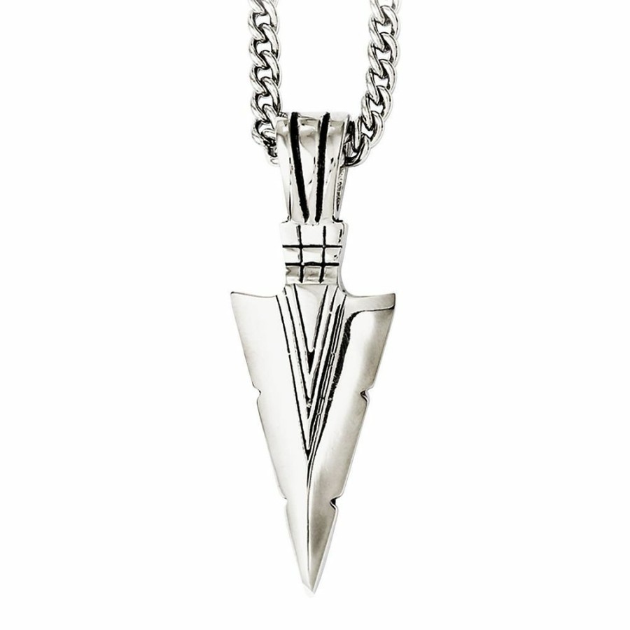 Pendants * | Half Off Arrowhead Pendant In Stainless Steel