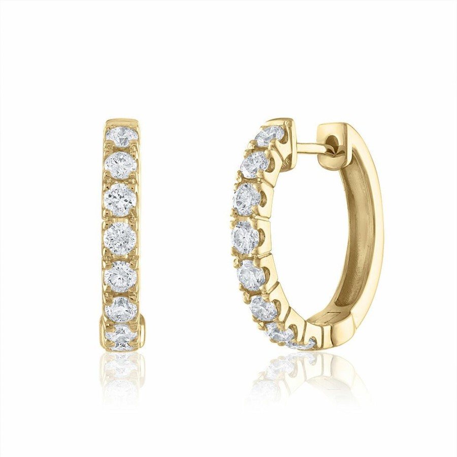 Earrings * | On Sale Huggie Hoop Earrings In 14K Yellow Gold (5/8 Ct. Tw.)