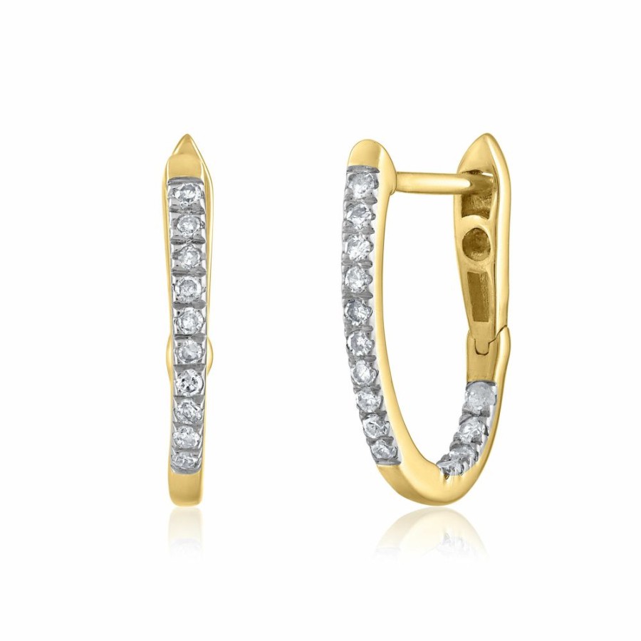 Earrings * | Super Specials Diamond Hoop Earrings In 14K Yellow Gold (1/8 Ct. Tw.)