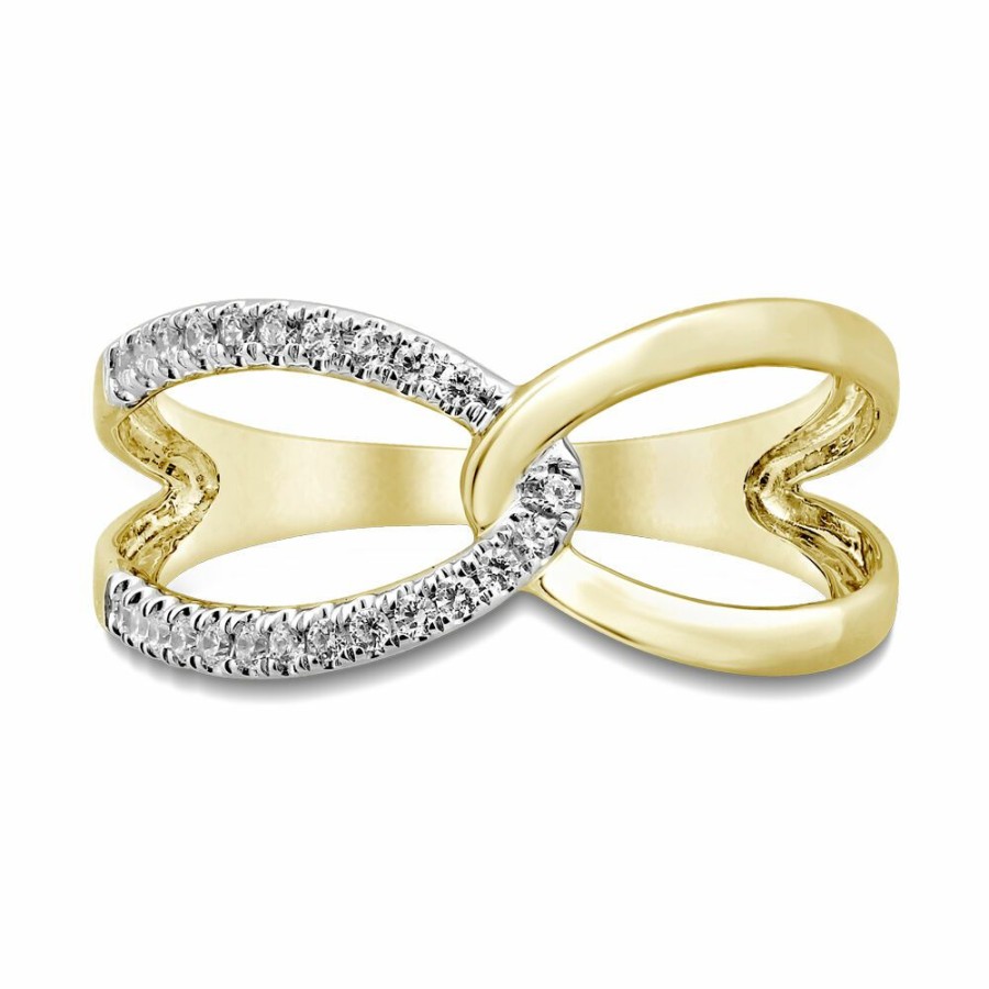 Rings * | Limit Offer Lab Grown Diamond Crossover Ring In 10K Yellow Gold (1/7 Ct. Tw.)