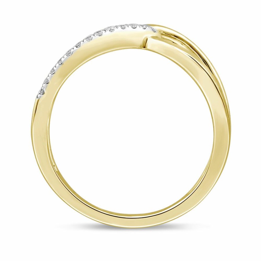 Rings * | Limit Offer Lab Grown Diamond Crossover Ring In 10K Yellow Gold (1/7 Ct. Tw.)