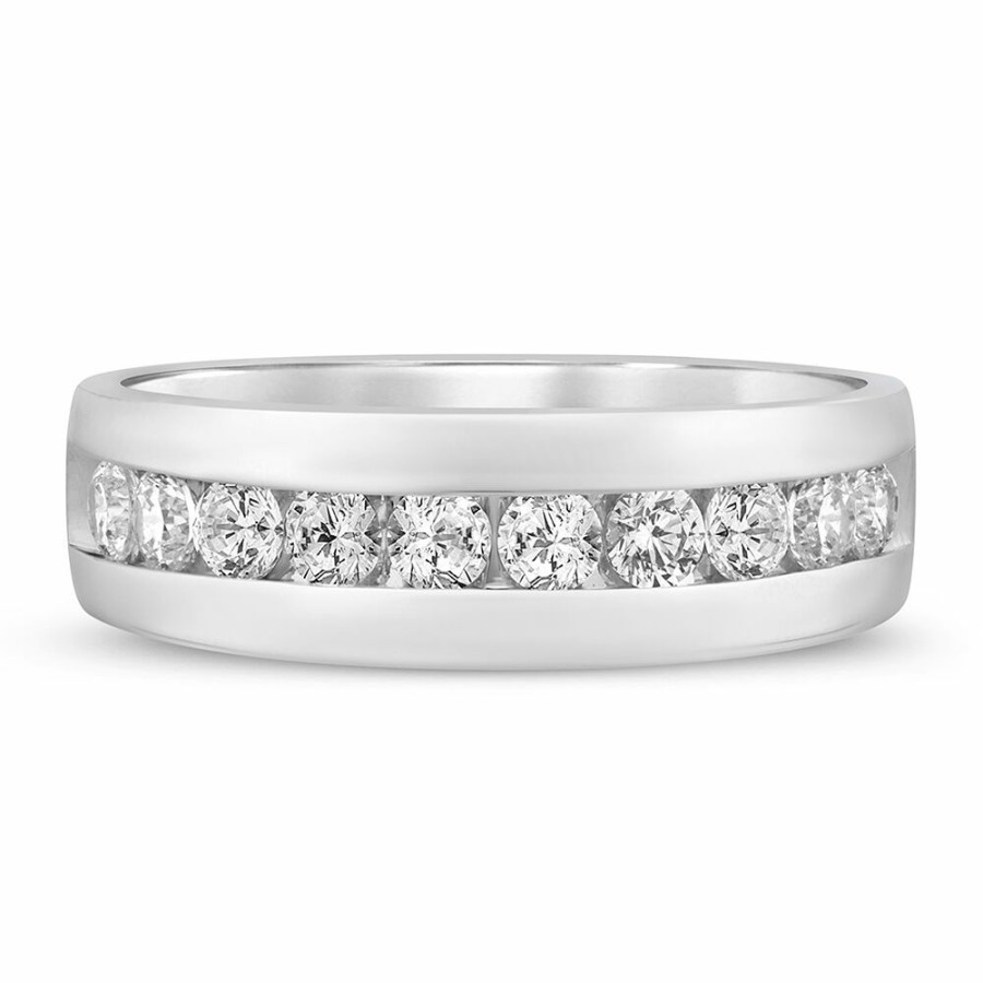 Accessories * | Limit Offer Men'S Lab Grown Diamond Channel-Set Band In 10K White Gold (1 Ct. Tw.)