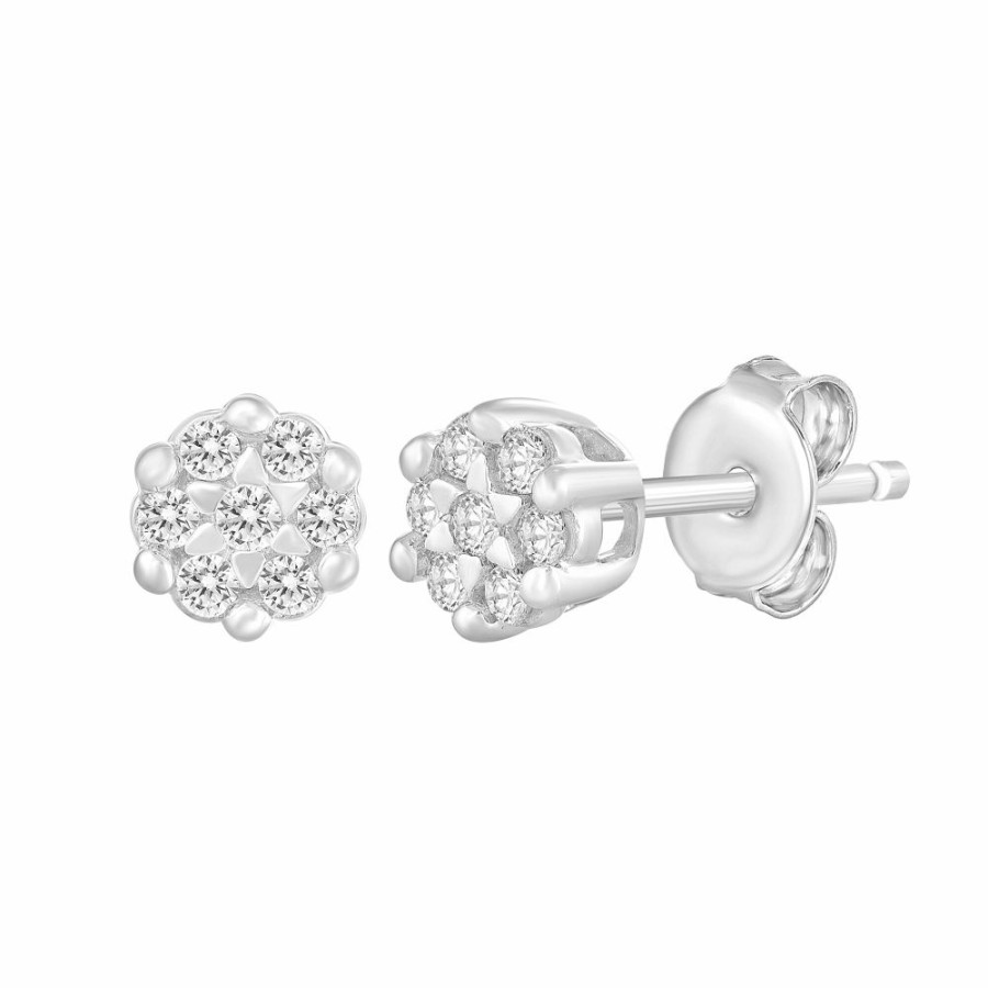 Earrings * | Prefential Price Diamond Accent Earrings In 10K White Gold