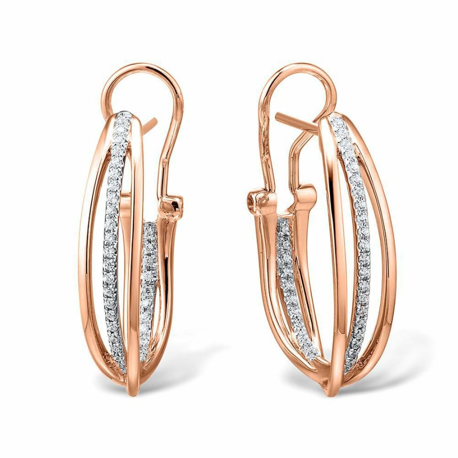 Earrings * | Sales Online 1/10 Ct. Tw. Diamond Hoop Earrings In 10K Rose Gold