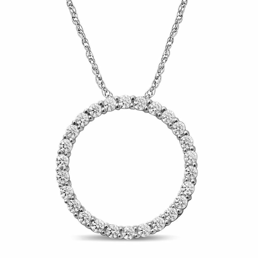 Pendants * | On Sale Diamond Circle Pendant In 10K White Gold (1/2 Ct. Tw.)