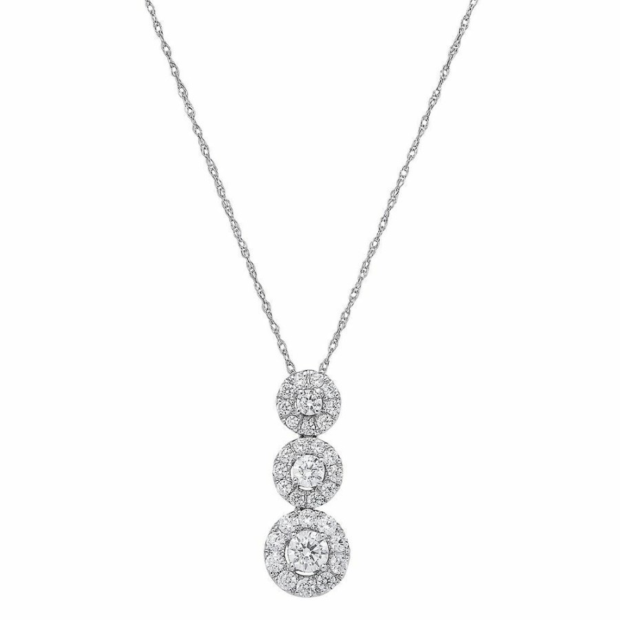 Pendants * | Half Off Light Heart 3/4 Ct. Tw. Lab Grown Diamond Three-Stone Pendant In 14K White Gold