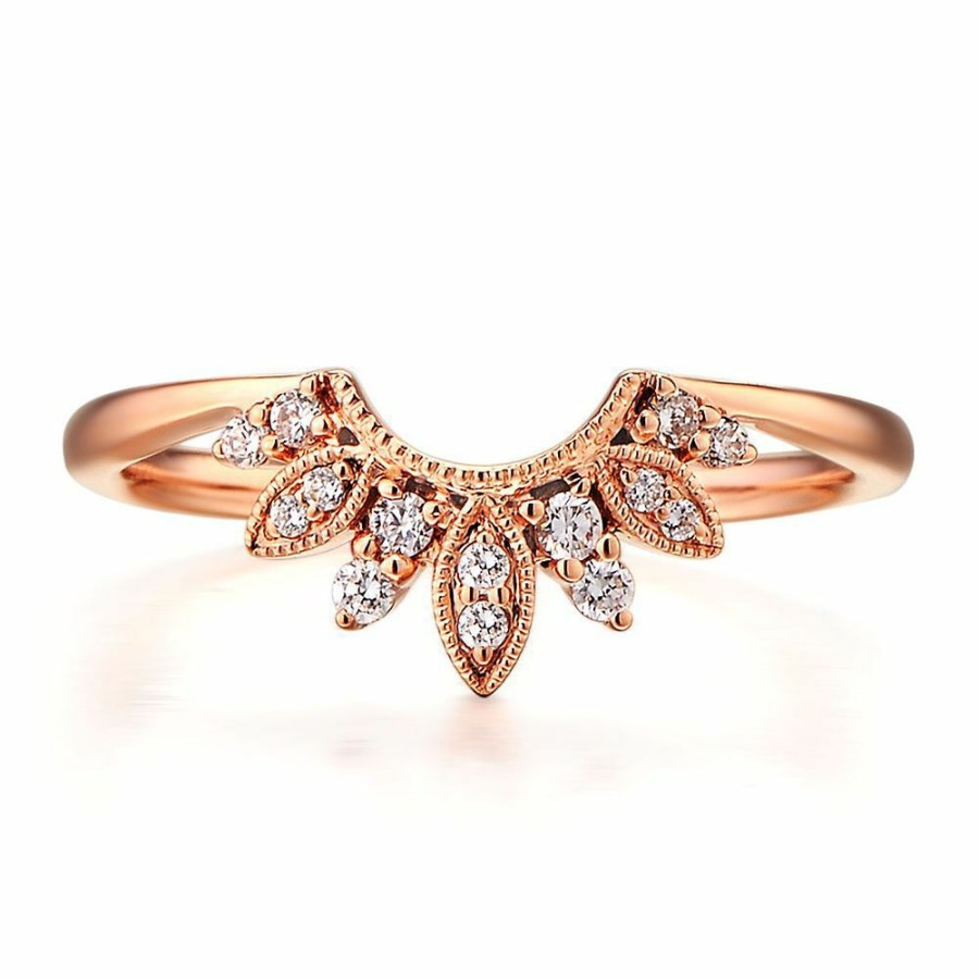 Wedding * | Sales Online 1/7 Ct. Tw. Diamond Contour Band In 14K Rose Gold