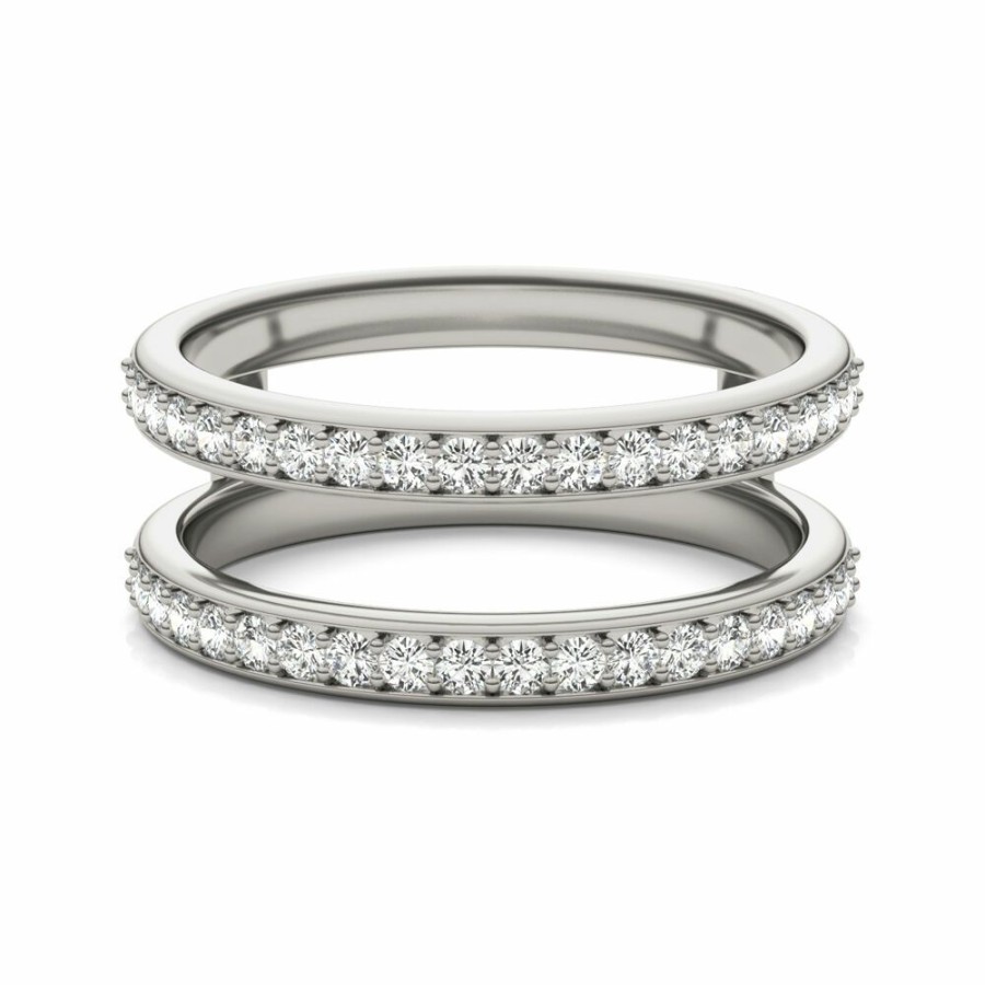 Rings * | Discount Online Lab Created Moissanite Insert In 14K White Gold