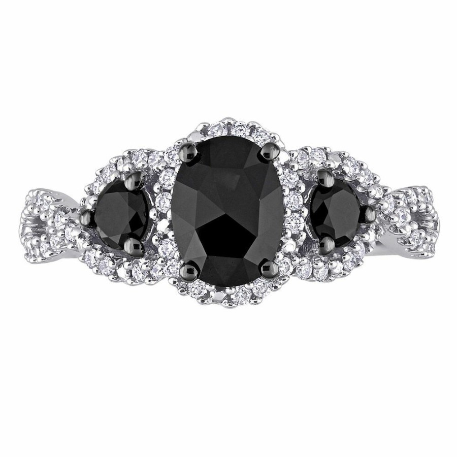 Rings * | Special Offer 1 1/3 Ct. Tw. Black & White Diamond Ring In 14K White Gold