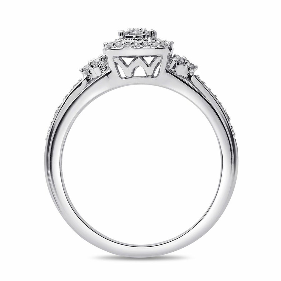 Rings * | Discount Online Diamond Cushion Cluster Promise Ring In Sterling Silver (1/5 Ct. Tw.)