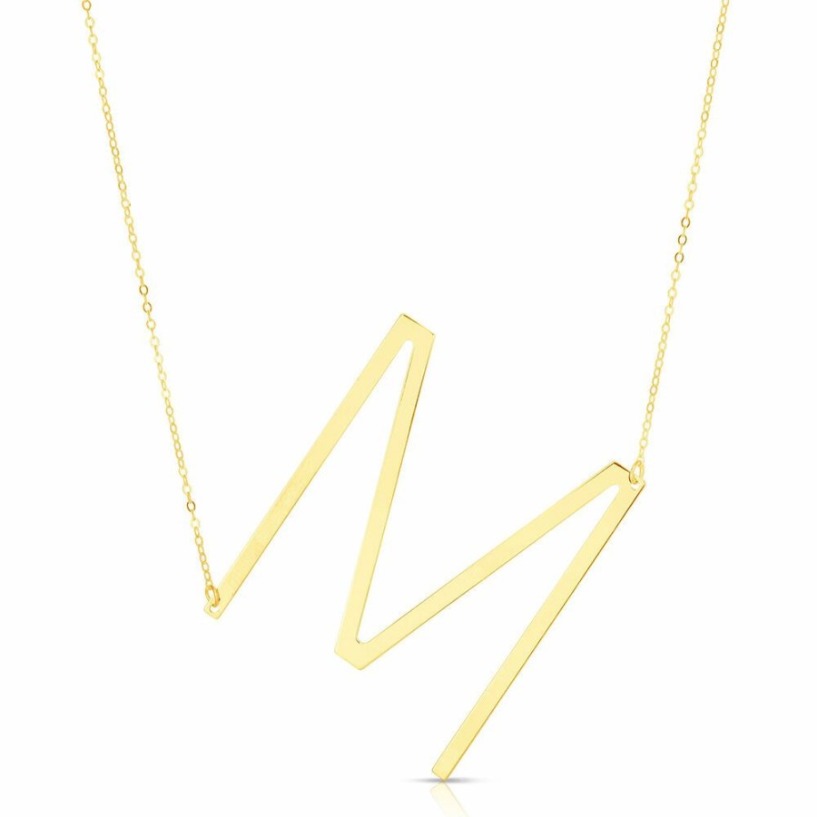 Necklace * | Discount Online "M" Initial Necklace In 14K Yellow Gold