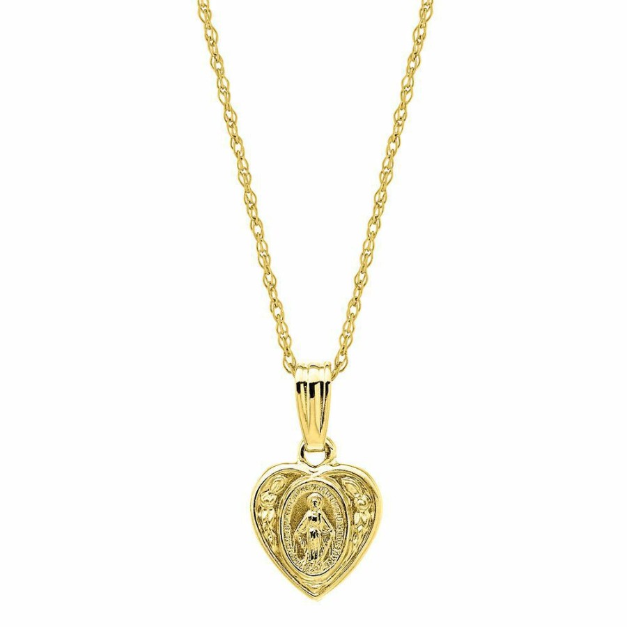 Pendants * | Super Specials Children'S Miraculous Heart Charm Pendant In 14K Yellow Gold