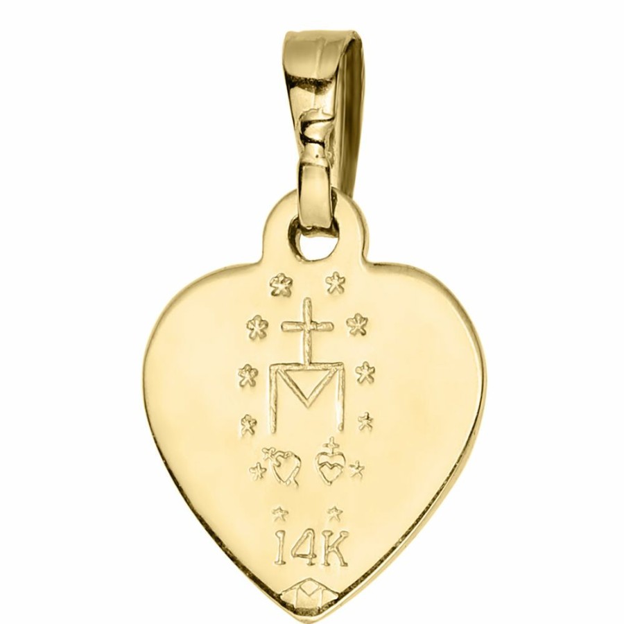 Pendants * | Super Specials Children'S Miraculous Heart Charm Pendant In 14K Yellow Gold