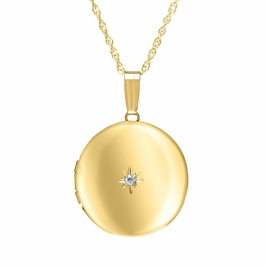 Accessories * | Super Specials Diamond Locket In 14K Yellow Gold