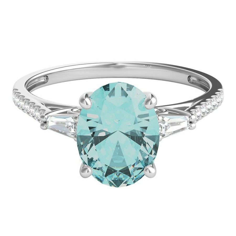 Rings * | Special Price Aquamarine & 1/5 Ct. Tw. Diamond Ring In 14K White Gold