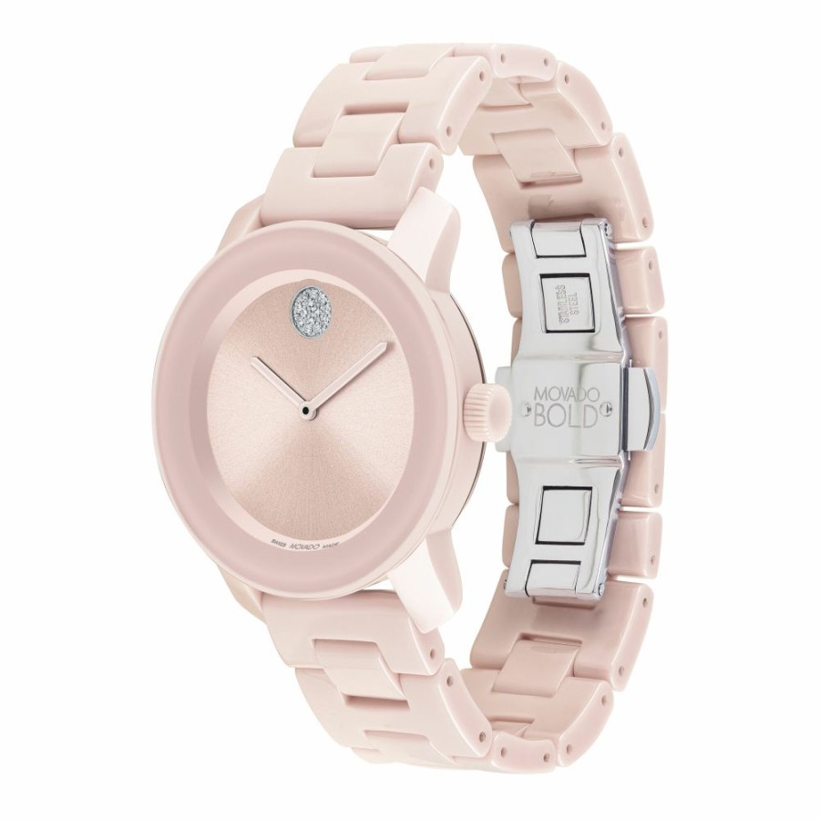 Watches * | Super Specials Ladies Movado Bold Ceramic Watch In Blush