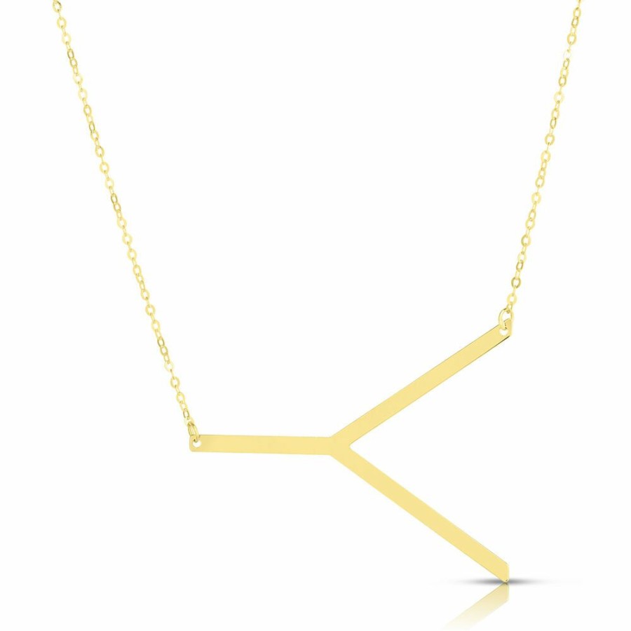 Necklace * | Half Off "Y" Initial Necklace In 14K Yellow Gold