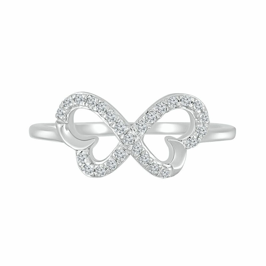 Rings * | Special Price Butterfly Diamond Ring In Sterling Silver (1/8 Ct. Tw.)