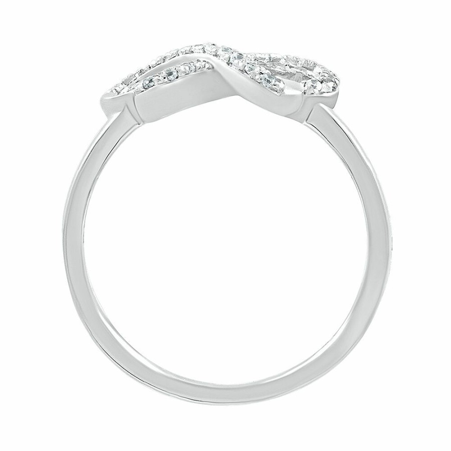 Rings * | Special Price Butterfly Diamond Ring In Sterling Silver (1/8 Ct. Tw.)