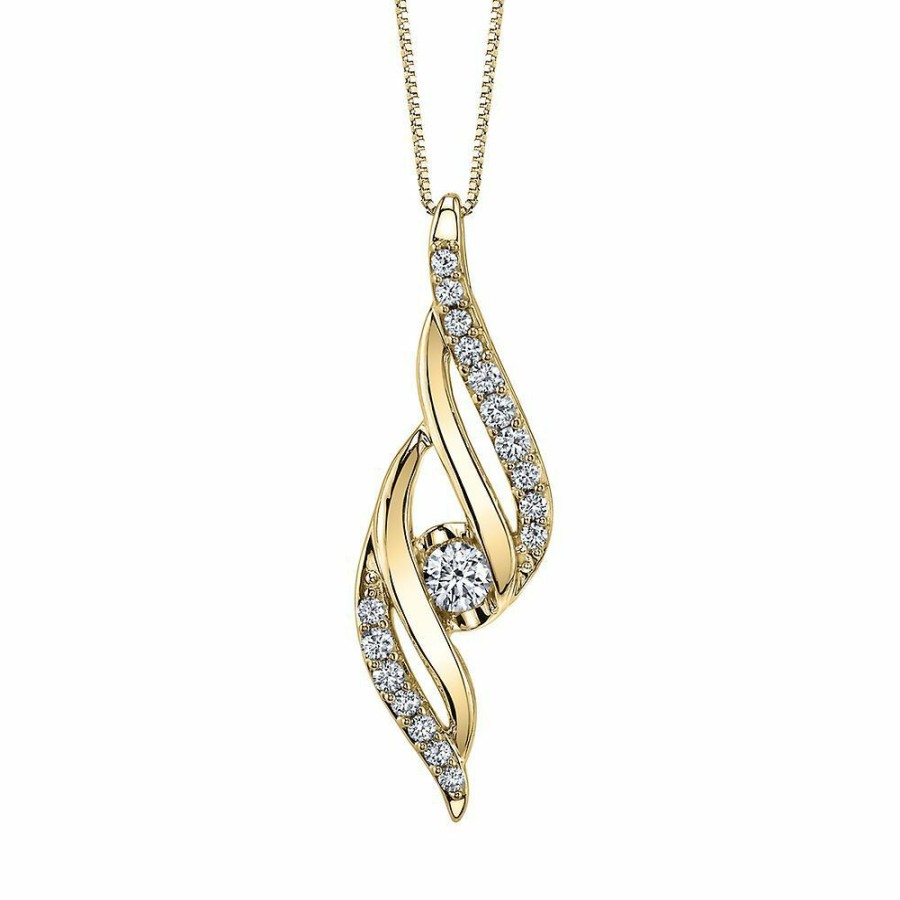 Pendants * | Special Offer 1/4 Ct. Tw. Diamond Swirl Pendant In 14K Yellow Gold