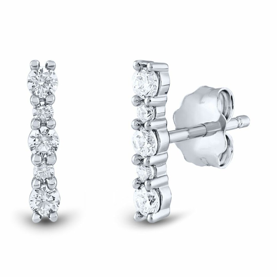 Earrings * | Clearance Sale Lab Grown Diamond Bar Stud Earrings In 14K White Gold (1/4 Ct. Tw.)