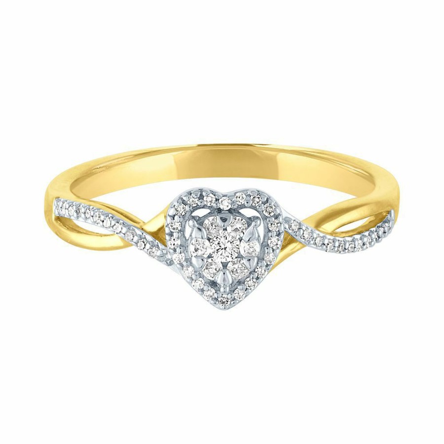 Rings * | Half Off 1/8 Ct. Tw. Diamond Heart Promise Ring In 10K Yellow Gold