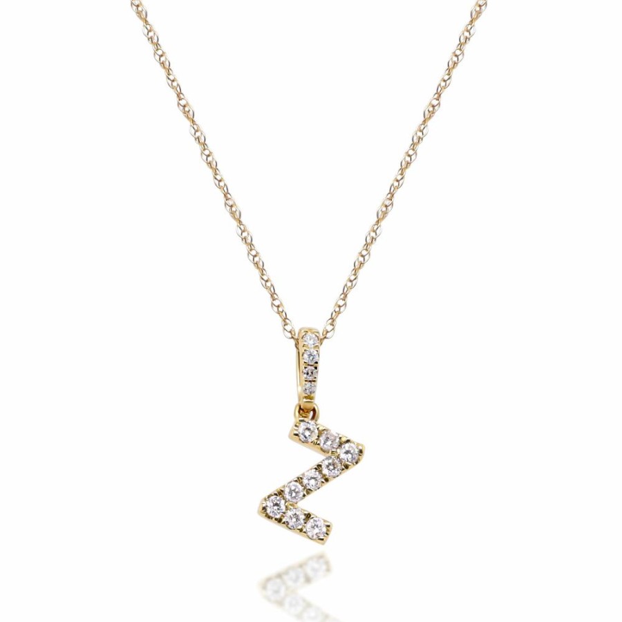 Pendants * | Prefential Price Diamond Z Initial Pendant In 10K Yellow Gold (1/10 Ct. Tw.)