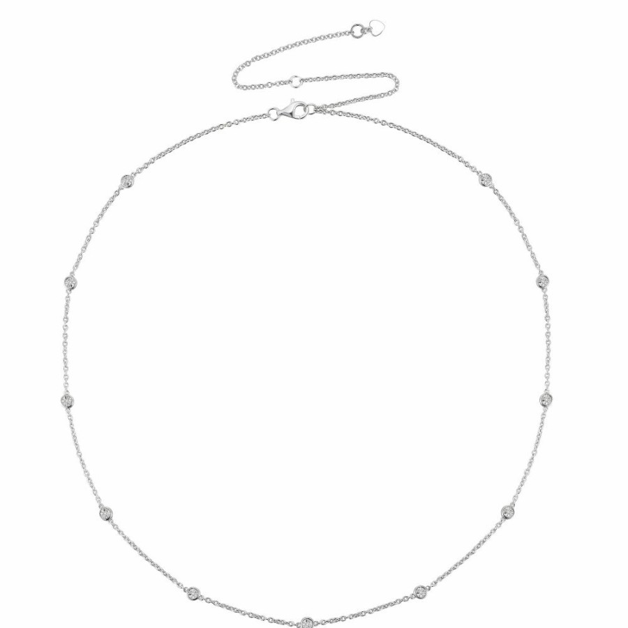 Necklace * | Limit Offer Diamond Bezel-Set Necklace In Sterling Silver (1/10 Ct. Tw.)