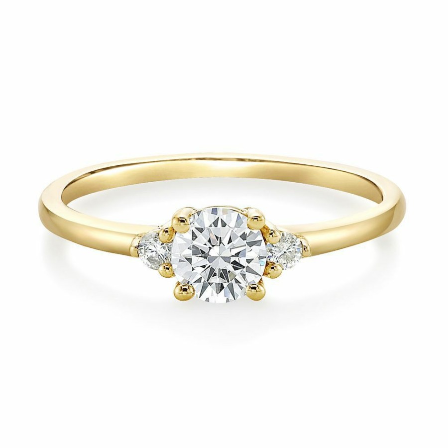 Rings * | Clearance White Sapphire & Diamond Ring In 10K Yellow Gold