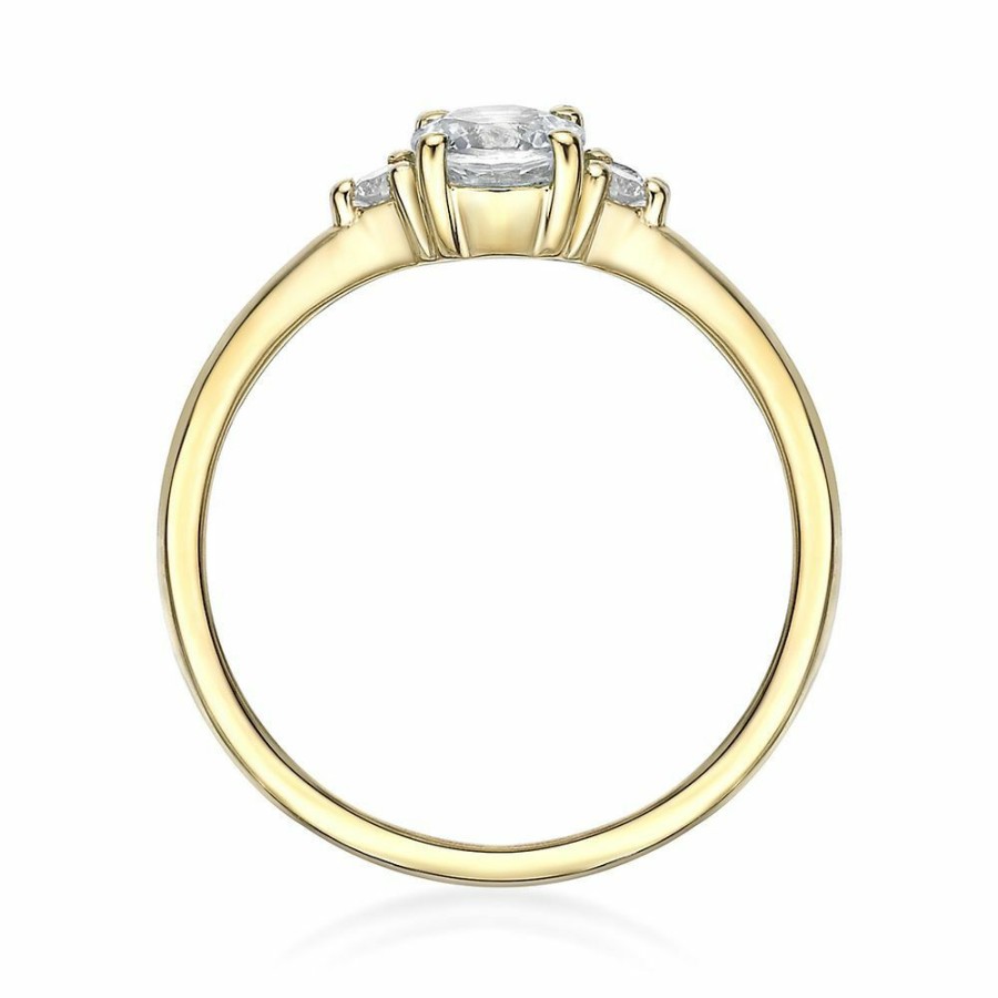 Rings * | Clearance White Sapphire & Diamond Ring In 10K Yellow Gold