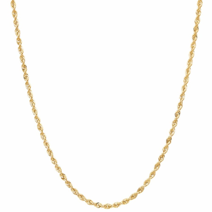 Accessories * | Clearance Glitter Rope Chain Necklace In 14K Yellow Gold, 2Mm, 24"