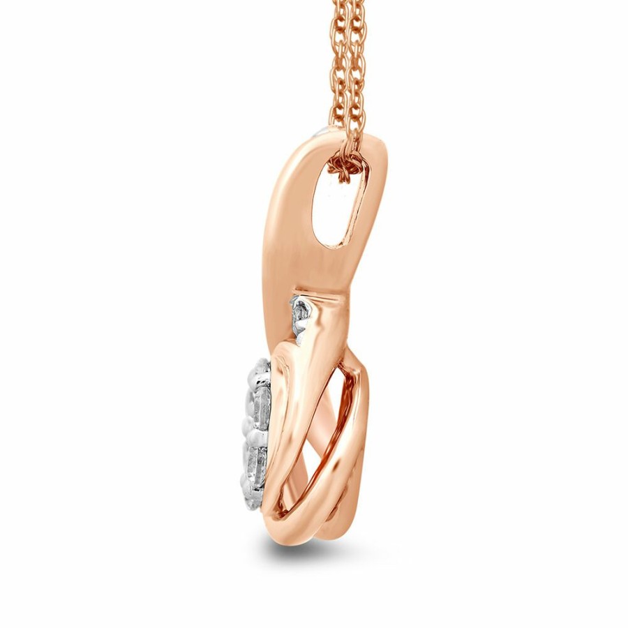 Pendants * | Special Offer Diamond Cluster Twist Pendant In 10K Rose Gold (1/4 Ct. Tw.)