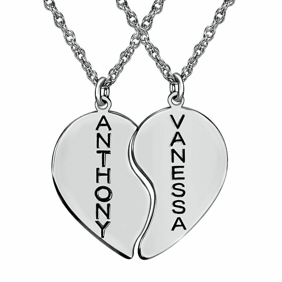 Pendants * | Limit Offer Engravable Heart Pendants In Sterling Silver