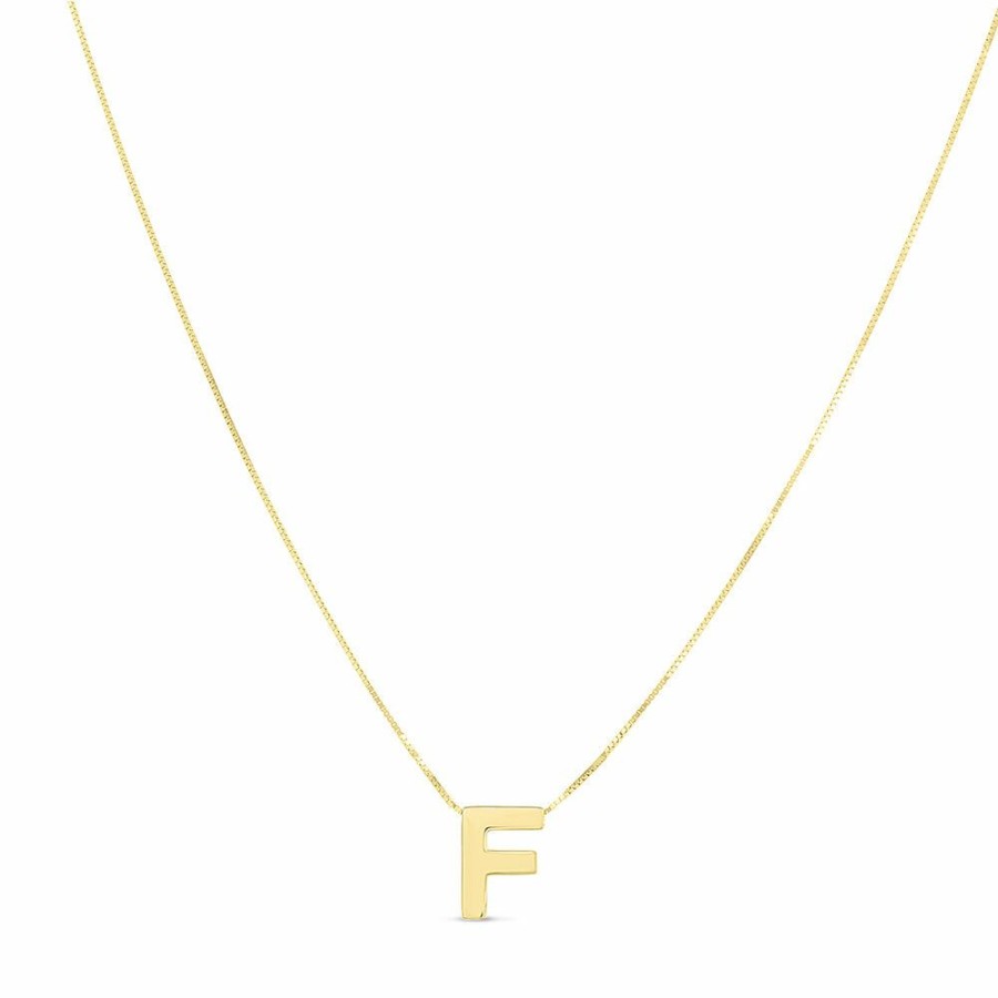 Necklace * | Discount Online "F" Initial Necklace In 14K Yellow Gold