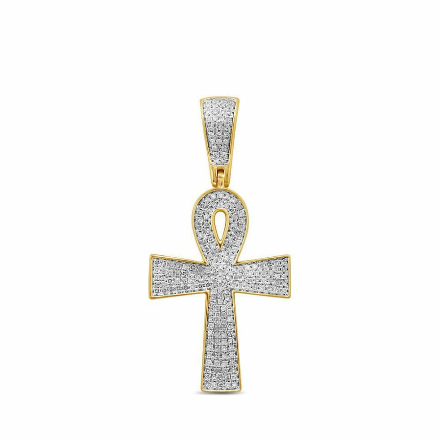 Bracelets * | Discount Online 1/2 Ct. Tw. Diamond Cross Pendant In 10K Yellow Gold