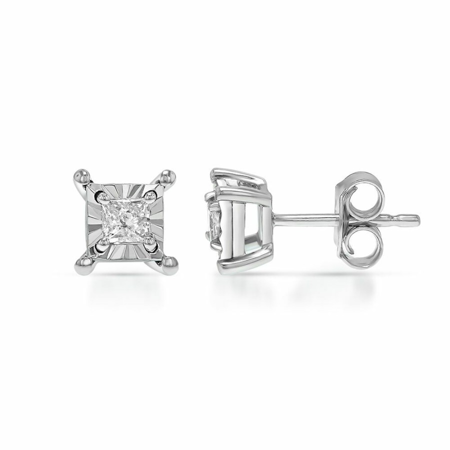 Earrings * | Sales Online 1/4 Ct. Tw. Diamond Illusion Stud Earrings In 10K White Gold