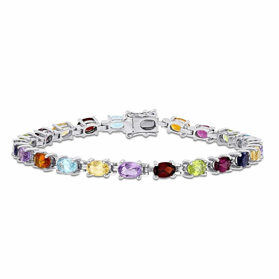 Bracelets * | Special Offer Multi-Gemstone Rainbow Bracelet In Sterling Silver