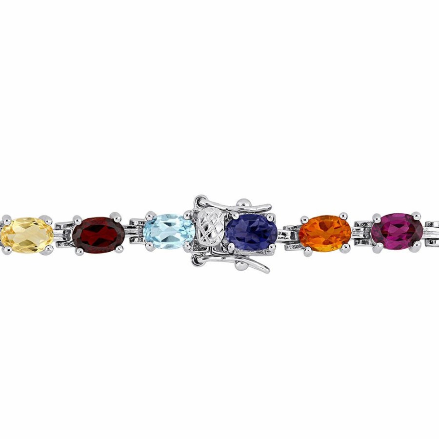 Bracelets * | Special Offer Multi-Gemstone Rainbow Bracelet In Sterling Silver