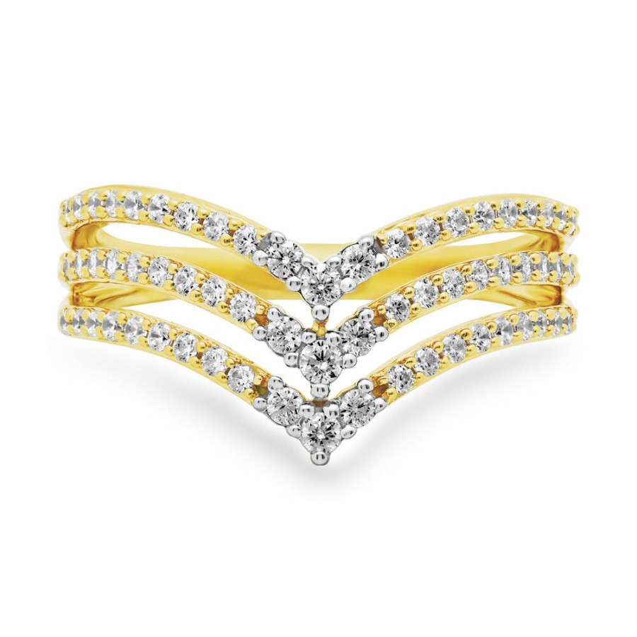 Rings * | Special Offers Diamond Triple Chevron Ring In 10Ky (1/2 Ct. Tw.)