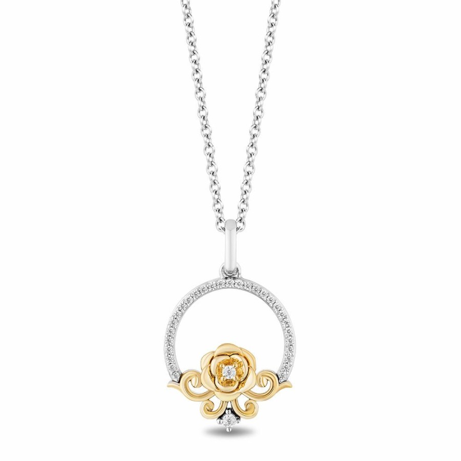 Pendants * | Prefential Price Belle 30Th-Anniversary Diamond Circle Pendant In Sterling Silver & 10K Yellow Gold (1/7 Ct. Tw.)