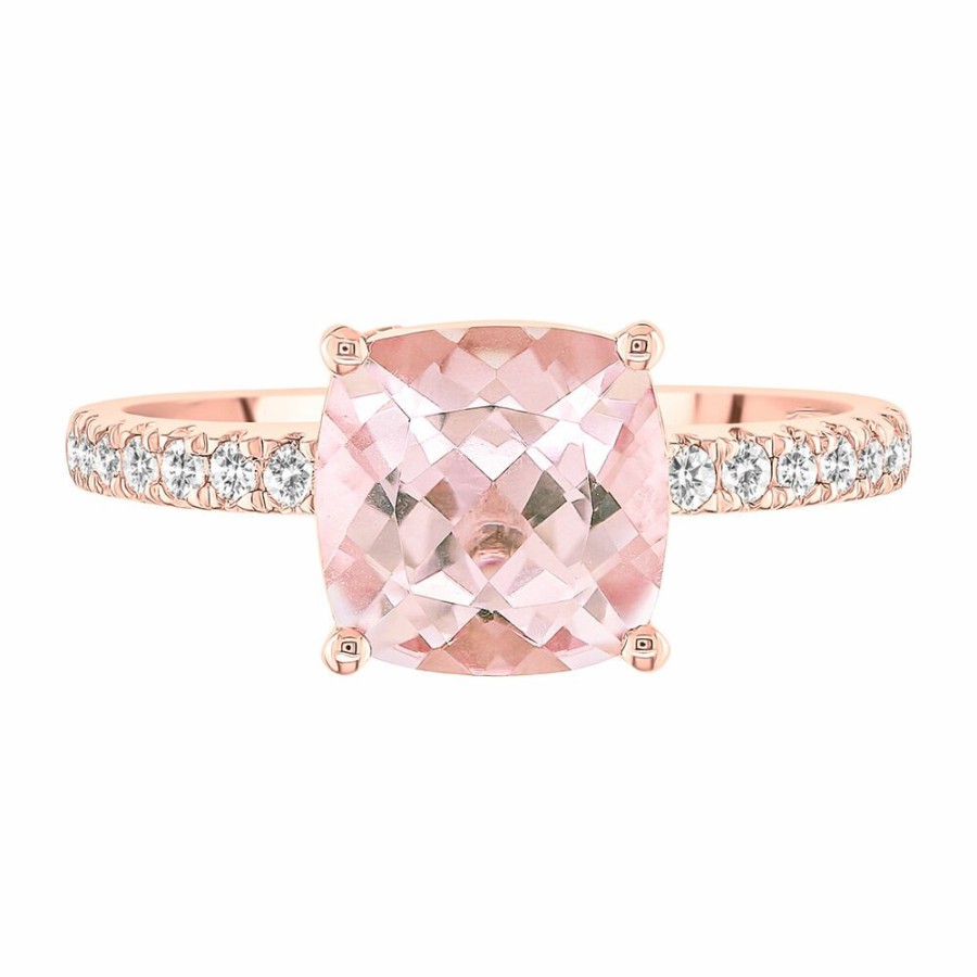 Rings * | Discount Online Morganite & 1/3 Ct. Tw. Diamond Ring In 14K Rose Gold