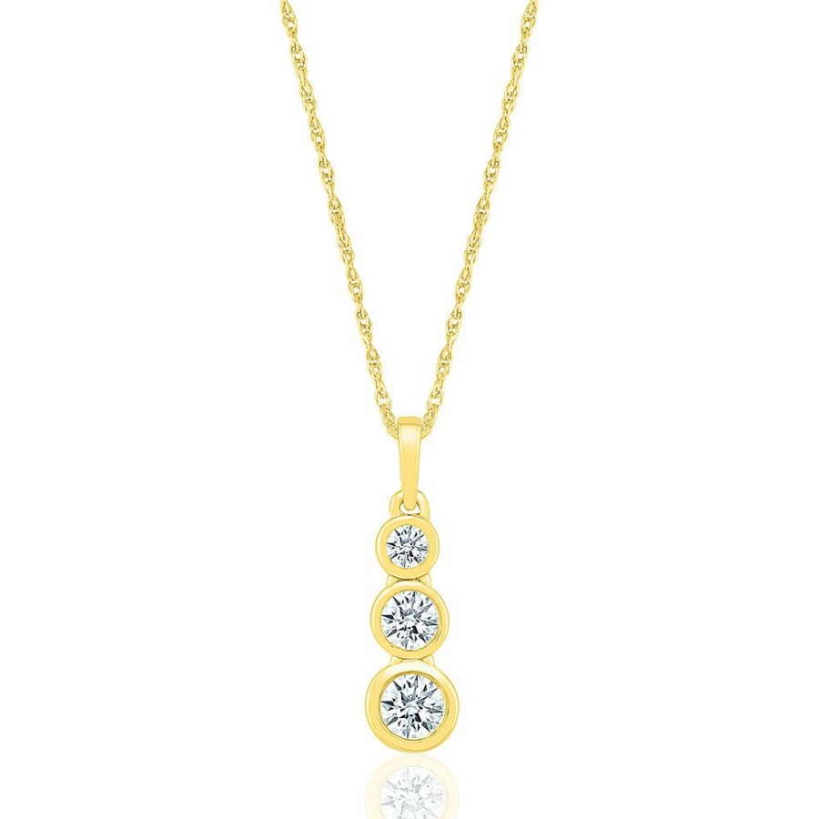 Pendants * | Clearance Sale Three-Stone Diamond Pendant In 10K Yellow Gold (1/3 Ct. Tw.)